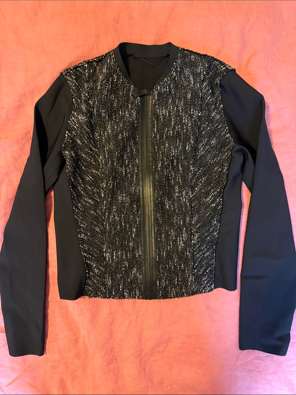 Elie Tahari Black Textured Full-Zip Jacket